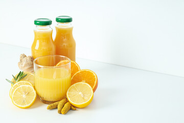 Concept of healthy liquid - ginger turmeric drink