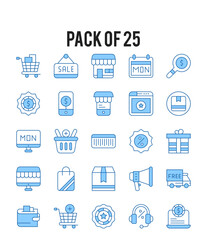 25 Cyber Monday. Two Color icons Pack. vector illustration.