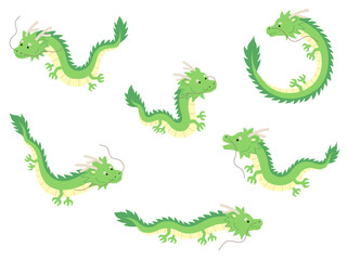 辰年　竜のイラストセット　年賀状　2024正月	