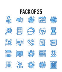 25 User Interface. Two Color icons Pack. vector illustration.