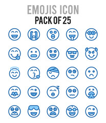 25 Emojis. Two Color icons Pack. vector illustration.