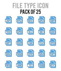 25 File Type. Two Color icons Pack. vector illustration.