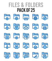 25 Files and Folders. Two Color icons Pack. vector illustration.