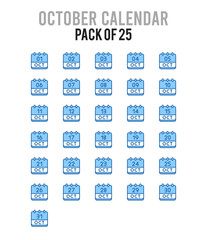 25 October Calendar. Two Color icons Pack. vector illustration.