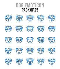 25 Dog Emoticon. Two Color icons Pack. vector illustration.