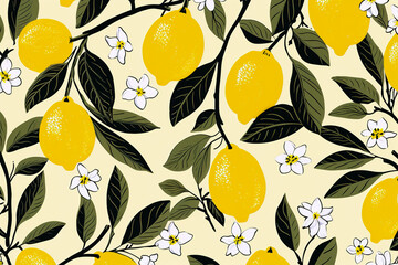 Lemon, seamless pattern background.