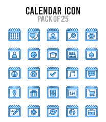 25 Calendars. Two Color icons Pack. vector illustration.