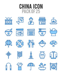 25 China. Two Color icons Pack. vector illustration.