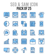 25 SEO And SAM. Two Color icons Pack. vector illustration.