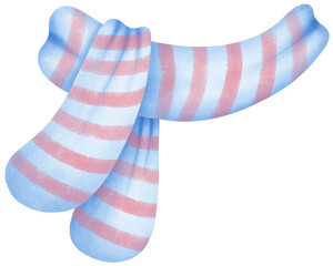 Watercolor Christmas Scarf Illustration. This image is perfect for christmas cards or invitations. A winter holiday scarf in watercolor art with red and green colors.	
