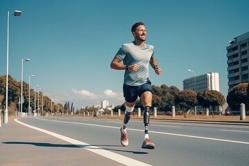 A person with disabilities is engaged in running