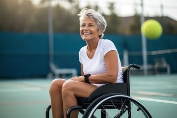 A person in a wheelchair does sports