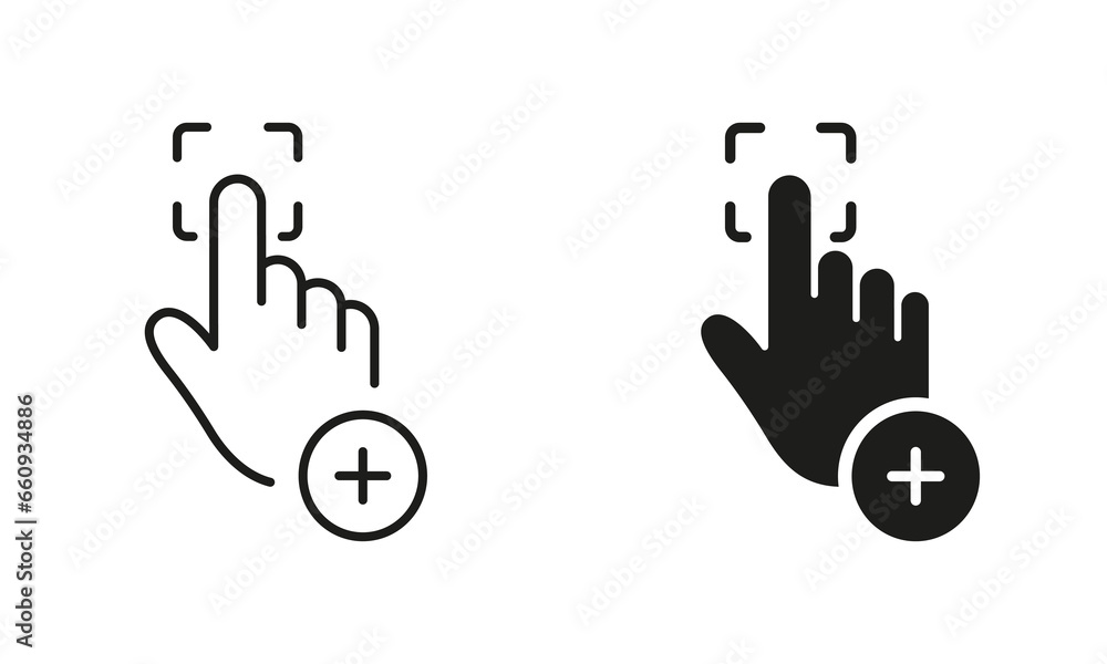Poster scanner for human finger print identification. scan fingerprint password to access line and silhouet