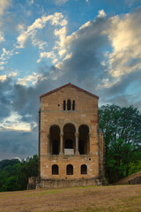 Fototapeta na wymiar A front view of the Pre-Romanesque church of Santa Maria del Naranco in Oviedo, Spain.