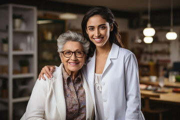 Indian young female doctor with her mother - Powered by Adobe