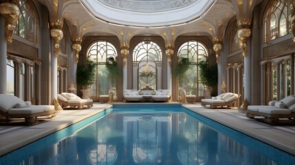 Luxurious villa swimming pool - obrazy, fototapety, plakaty