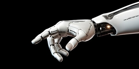 Robortic iron hand technology image Robot hand learns real world moves in virtual training Real-World Skill Acquisition in Virtual Robot Hands with dark black background Ai Generative
 
 