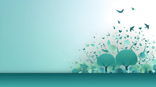 Abstract nature background with trees and birds, an environmentally responsible background, sustainable choices, Earth-Saving Actions