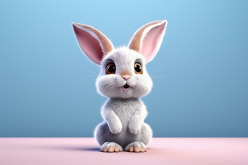 adorable bunny in a 3D rendering. Generative AI