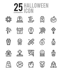 25 Halloween Outline icons Pack vector illustration.