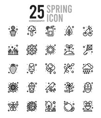 25 Spring Outline icons Pack vector illustration.