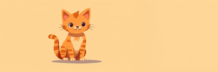 Cute Animated Cat Background in the Flat Vector Illustration Style - A Backdrop with a Animated Cat - Beautiful Vibrant Cat vector-based animation style Wallpaper created with Generative AI Technology