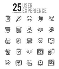 25 User Experience Outline icons Pack vector illustration.