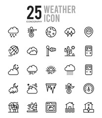 25 Weather Outline icons Pack vector illustration.