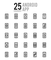 25 Android App Outline icons Pack vector illustration.