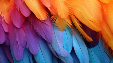 Close up of a multicolored feather background.