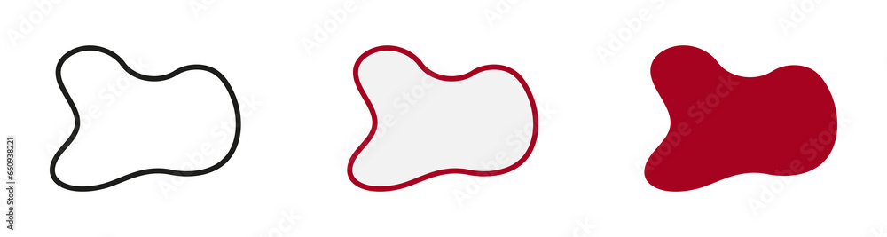Aufkleber liquid abstract shape set. blob in minimal geometric form collection. curvy wavy elements for modern
