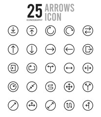 25 Arrows Outline icons Pack vector illustration.