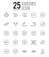 25 Arrows Outline icons Pack vector illustration.