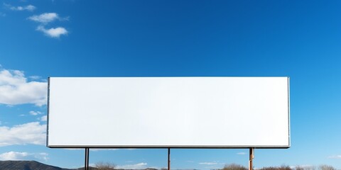 Blank billboard against blue sky. : Generative AI