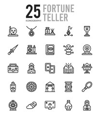 25 Fortune Teller Outline icons Pack vector illustration.