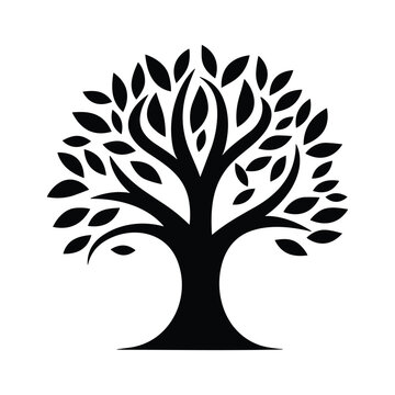 Black silhouette of a tree vector icon. Simple Tree icon vector

