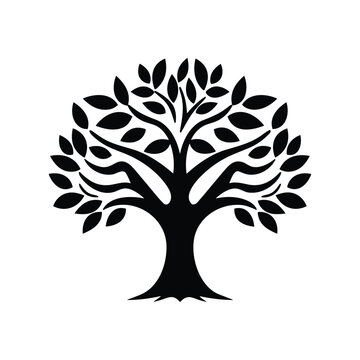 Black silhouette of a tree vector icon. Simple Tree icon vector.