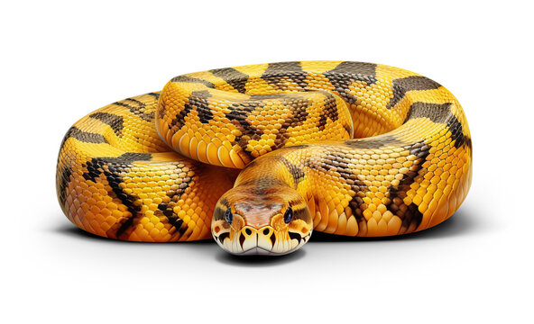 Yellow python snake.  Cut out on transparent