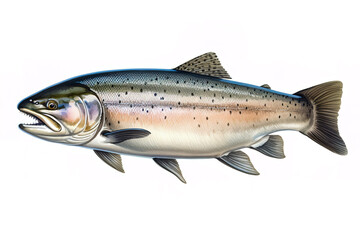 Atlantic salmon fish isolated on a white background. - obrazy, fototapety, plakaty