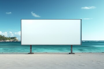 Seaside Blank Billboard: 3D Rendering