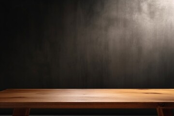 Empty blackboard on wooden table