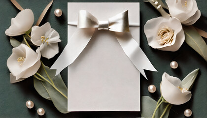 A Touch of Luxury: Wedding Invite Adorned in Satin and Pearls