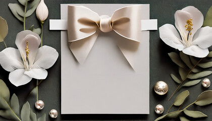 Timeless Beauty: Wedding Invitation Featuring Satin and Pearls