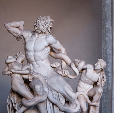 Rome, Italy - October 3, 2023: Capture the dramatic beauty of the iconic sculpture, Laocoon and His Sons