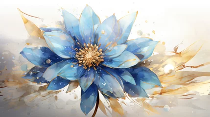 Fotobehang a painting of a blue flower on a white background.   Watercolor Painting of a Sapphire color flower, Perfect for Wall Art. © Jyukaruu's Studio