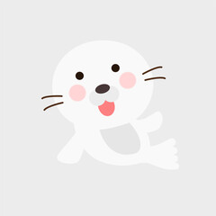 Cute dugong on gray background. Illustration. Vector