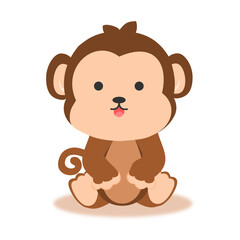 Obraz na płótnie Canvas Cute monkey on white background. Illustration. Vector