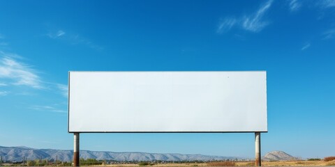 Blank billboard against blue sky. : Generative AI