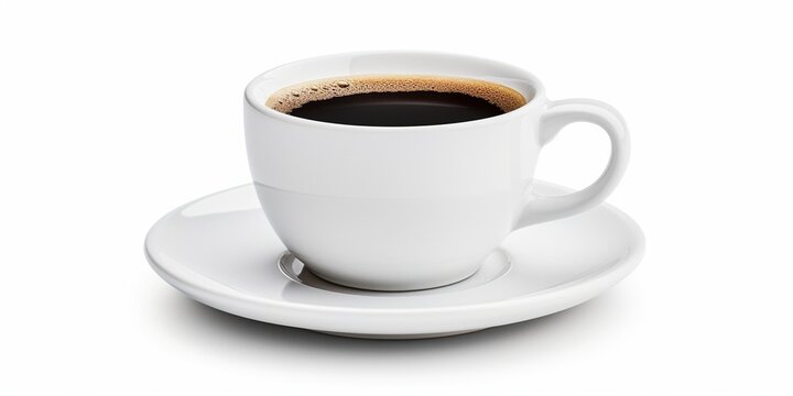 White cup of black coffee isolated on white background : Generative AI