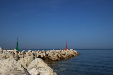 Italy, Marche, Pesaro: Foreshortening of Vallugola Harbour.